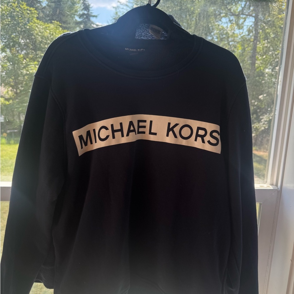 Michael Kors Black Crewneck Sweater with Cream Logo